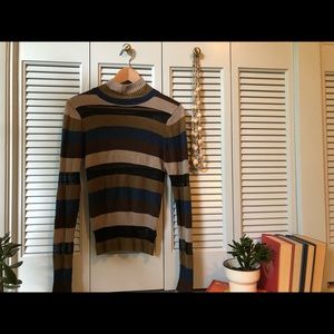 Quirky Striped Turtleneck Sweater